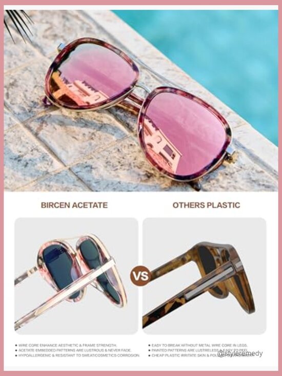 Polarized Retro Mirrored Sunglasses with Acetate Frame UV Protection main image 7